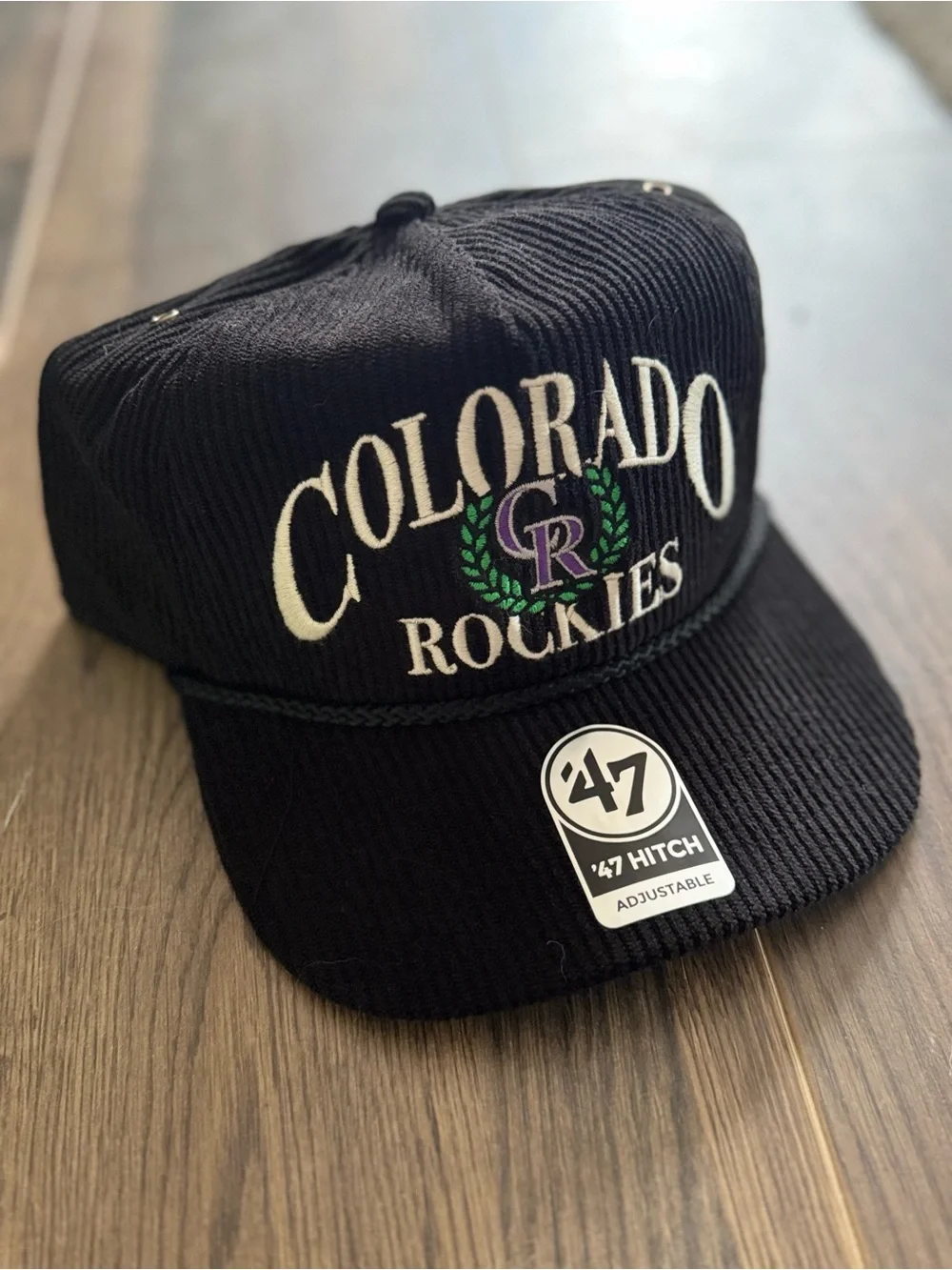 Colorado Rockies '47 Black Pitchout Rope Hitch Adjustable Hat